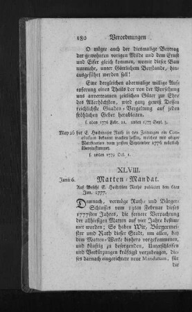 XLVIII. Matten-Mandat.