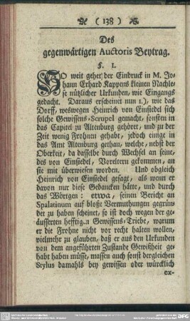 Des gegenwärtigen Auctoris Beytrag