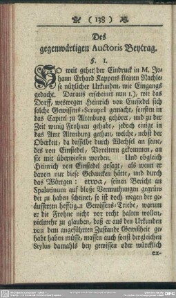 Des gegenwärtigen Auctoris Beytrag