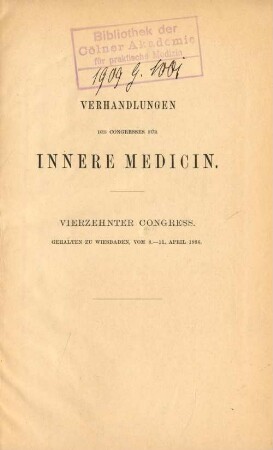 14: Wiesbaden, 8. - 11. April 1896