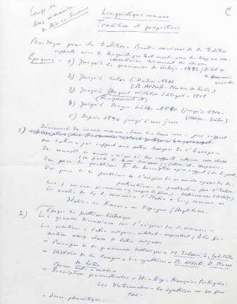 1-6, Linguistique romane : tradition et perspectives