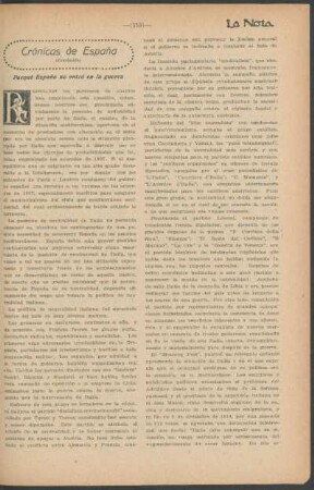 Crónicas de España : Porqué España no entró en la guerra