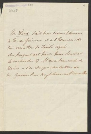 Brief an Jacob Grimm : o.D.