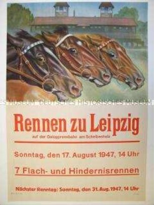 Maueranschlag mit Ankündigung eines Pferderennens in Leipzig
