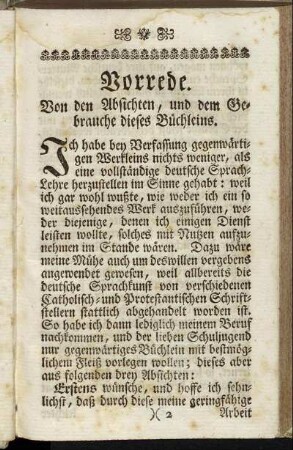 Vorrede. Von den Absichten, und dem Gebrauche dieses Büchleins.
