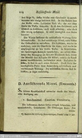 D. Ausführende Mittel. (Evacuantia.)
