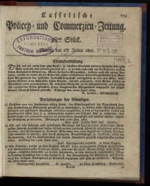 28tes Stück. Montag, den 6ten Julius 1807