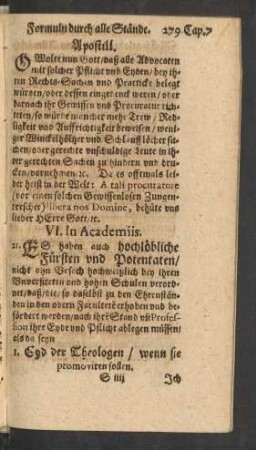 VI. In Academiis.