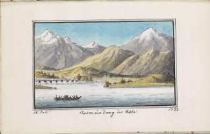 'Ausmündung der Adda' am Comer See; Aquarell