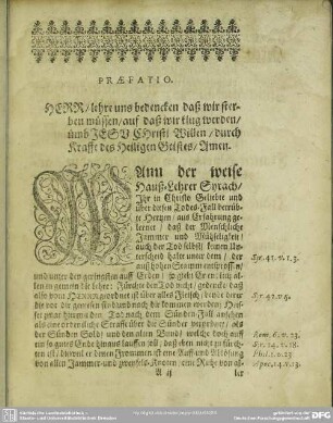 Leichenpredigt : Praefatio. Textus. Exordium
