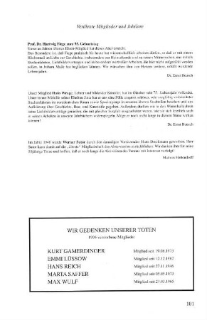 Verdiente Mitglieder und Jubilare