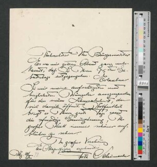 Brief an Werner von Melle
