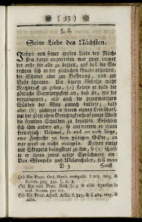 §. X. Seine Liebe des Nächsten.