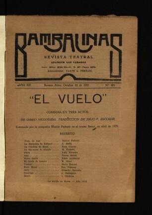 El vuelo : comedia en tres actos