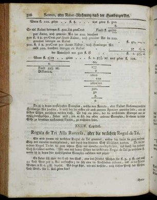 XXXIV. Capitel. Regula de Tri Alla Roversa, oder die verkehrte Regul de Tri. - XXXVII. Capitel. Regula Societatis.