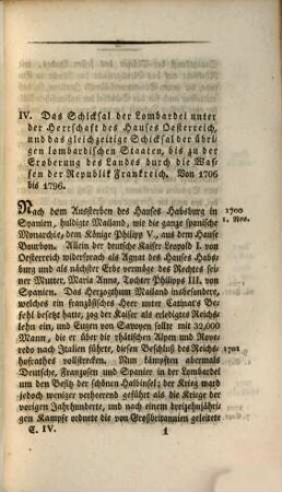 Die Geschichte der Lombardei, 4,1. Bd. 4, Von dem Ende der spanischen Herrschaft in Mailand bis auf die Zeiten des lombardisch-venetianischen Königreiches ; 1. Abtheilung, Von 1706 bis 1814