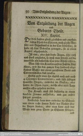 Von Entzündung der Augen und Geburts-Theile. XIV. Kapitel