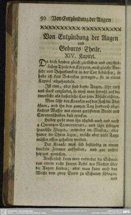 Von Entzündung der Augen und Geburts-Theile. XIV. Kapitel