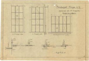 Billing, Hermann; Singen; Krankenhaus - Schlosserarbeiten: Eisengitter für die Liegehallen (Ansicht; Detail)