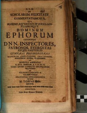 De scholarum felicitate commentatiuncula