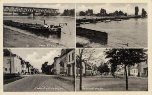Postkartenalbum mit Motiven von Karlsruhe. "neue Rheinbrücke. Schiffbrücke. Karlsruhe-Knielingen. Reinmuthstraße"
