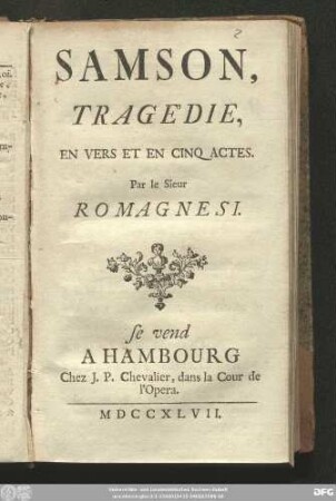 Samson : Tragédie, En Vers Et En Cinq Actes
