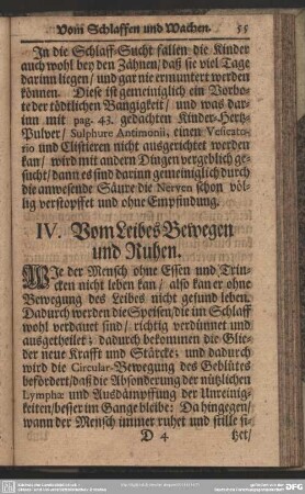 IV. Vom Leibes Bewegen und Ruhen