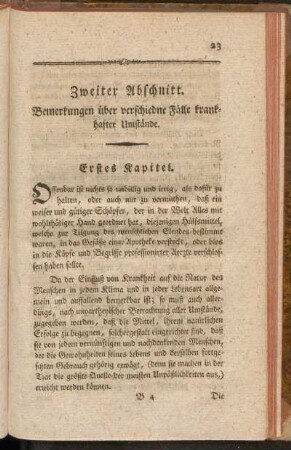 Zweiter Abschnitt. Bemerkungen über verschiedne Fälle krankhafter Umstände