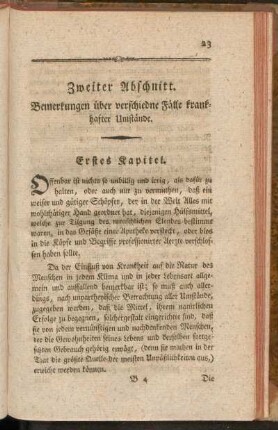 Zweiter Abschnitt. Bemerkungen über verschiedne Fälle krankhafter Umstände