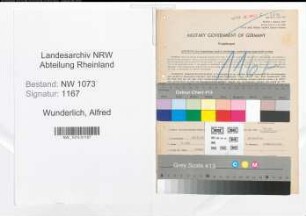 Entnazifizierung Alfred Wunderlich , geb. 18.05.1897 (Reichsbankangestellter)