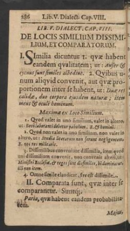 Cap. VIII. De Locis Similium Dissimilium, Et Comparatorum.