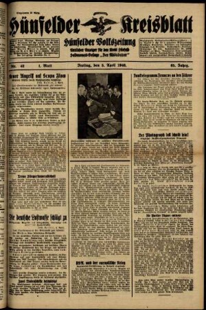 Erste Ausgabe vom Freitag, den 05. April 1940.