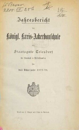 Jahresbericht. 1877/78