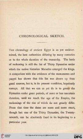 Chronological sketch