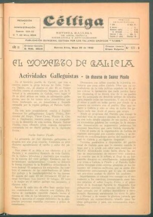 El Momento de Galicia : Actividades Galleguistas - Un discurso de Suárez PIcallo