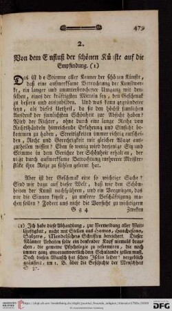 2. Von dem Einfluß der schönen Künste auf die Empfindung (1)