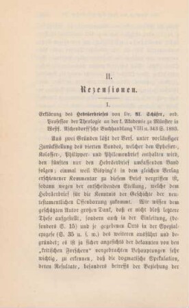 304-311 [Rezension] Schaefer, Aloys, Erklärung des Hebräerbriefes