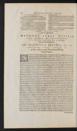 Methodi Iuris Civilis Pars Quinta, De Obligationibus Et Actionibus, Ex Contractu descendentibus.