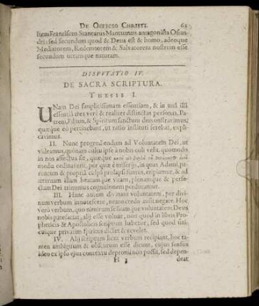 Disputatio IV. De Sacra Scriptura.