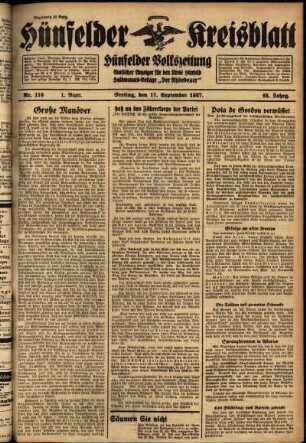 Erste Ausgabe vom Freitag, den 17. September 1937.