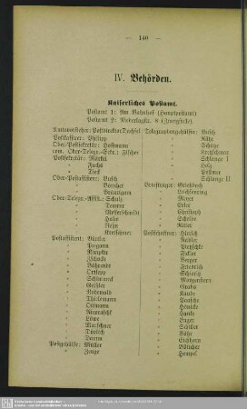 IV. Behördenverzeichnis : Behörden