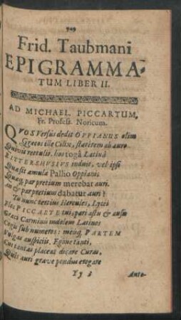 Frid. Taubmani Epigrammatum Liber II.