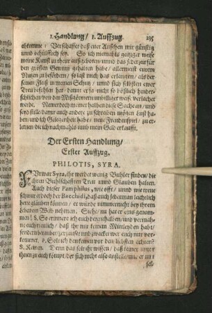 Der Ersten Handlung/ Erster Auffzug. [u. a.]