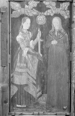 Rechter Außenflügel mit der heiligen Genovefa und der heiligen Apollonia