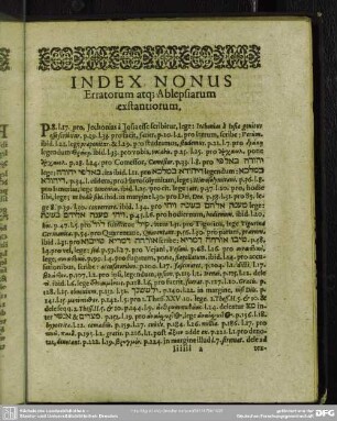 Index Nonus, Erratorum atq[ue] Ablepsiarum exstantiorum