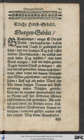 Etliche Hauß-Gebätt.