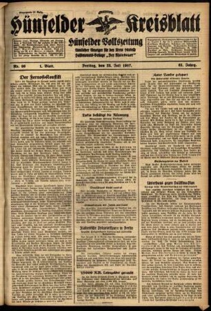 Erste Ausgabe vom Freitag, den 23. Juli 1937.