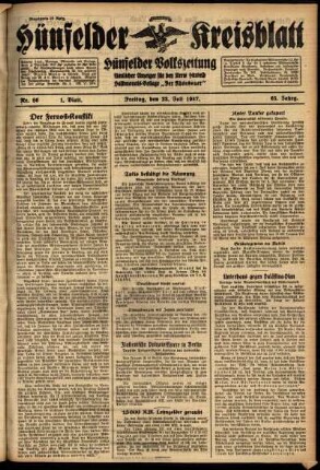 Erste Ausgabe vom Freitag, den 23. Juli 1937.