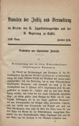 2. Heft. Nachrichten von allgemeinem Interesse