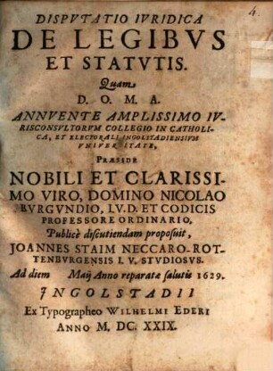 Disp. iur. de legibus et statutis